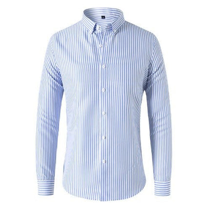 Men's Striped Long-Sleeve Button-Down Shirt
