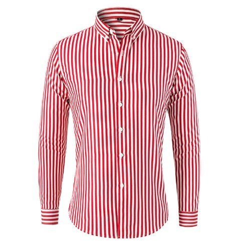 Men's Striped Long-Sleeve Button-Down Shirt