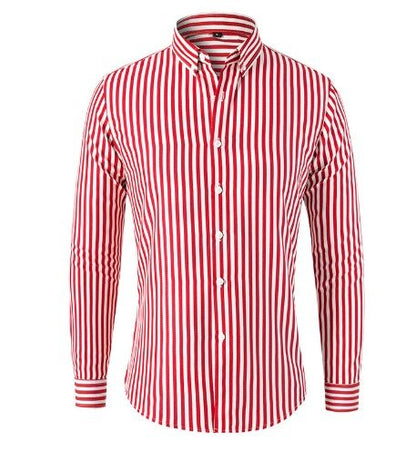 Men's Striped Long-Sleeve Button-Down Shirt