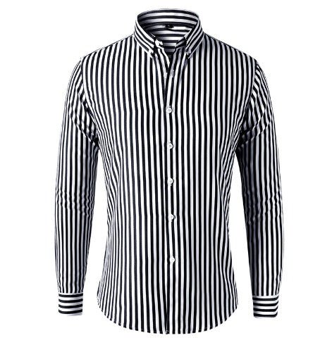 Men's Striped Long-Sleeve Button-Down Shirt