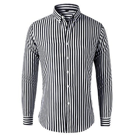 Men's Striped Long-Sleeve Button-Down Shirt