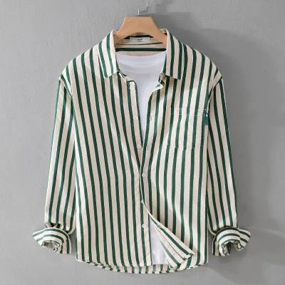 Men's Striped Long-Sleeve Polo Shirt
