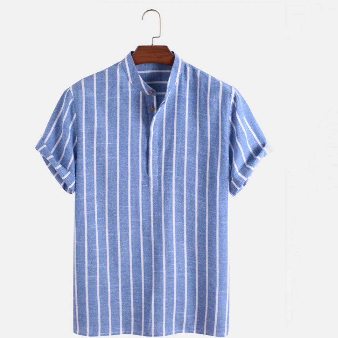 Summer Shirt Stripes Short Sleeve Men