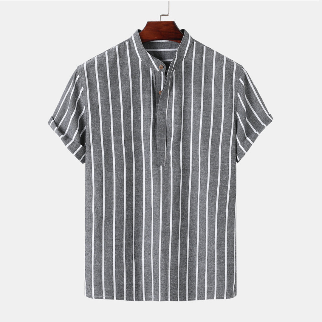 Summer Shirt Stripes Short Sleeve Men