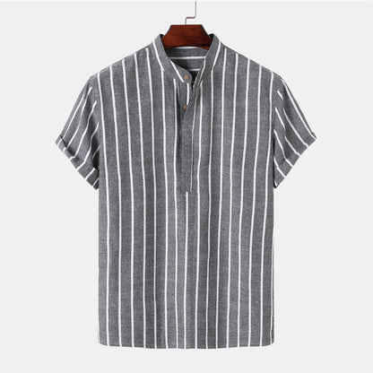Summer Shirt Stripes Short Sleeve Men