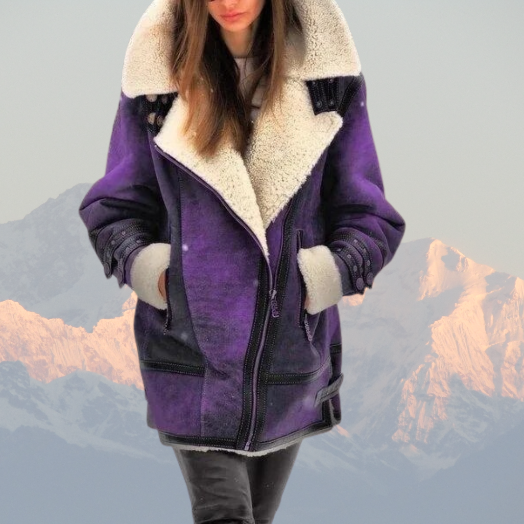 Leather shearling aviator jacket