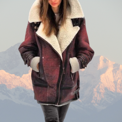 Leather shearling aviator jacket