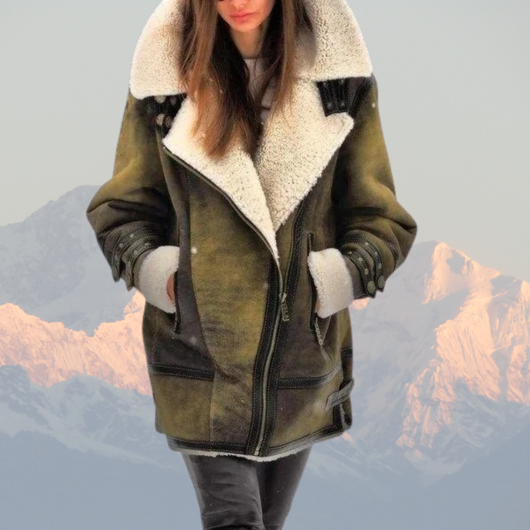 Leather shearling aviator jacket