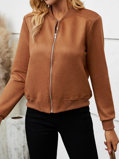 Fashionable Women's Bomber Jacket Zip Up