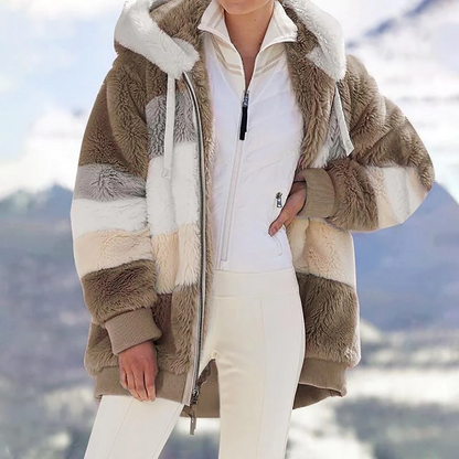 Elegant Women's Winter Coat Contrast Quilted