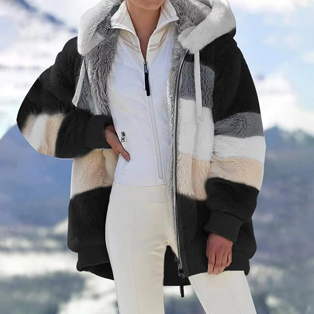Elegant Women's Winter Coat Contrast Quilted