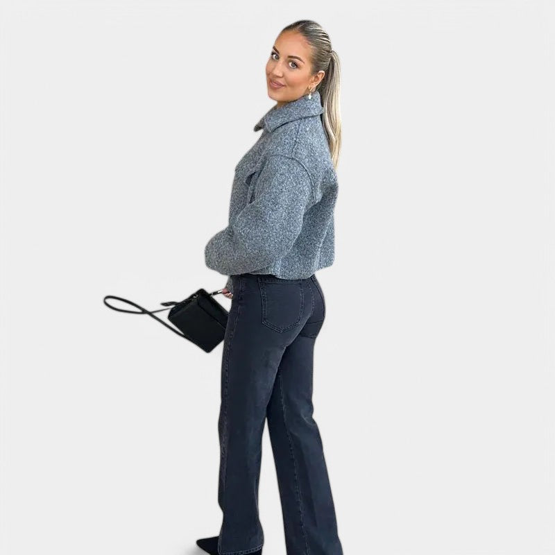 Stylische Damen Wolljacke Kurz Modisch - IdealeKleiden