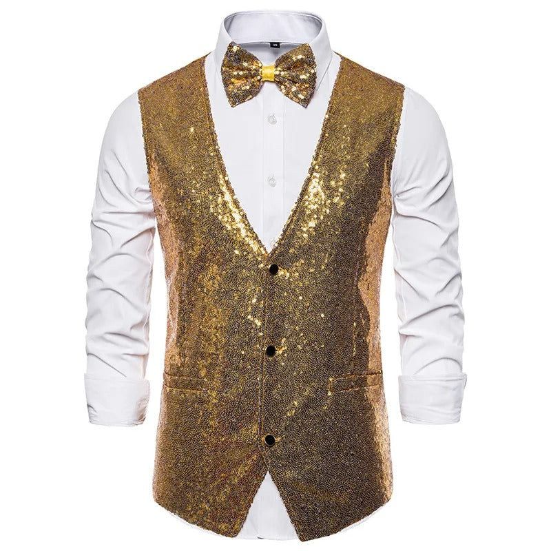 Glitter Vest Men's Party Elegant