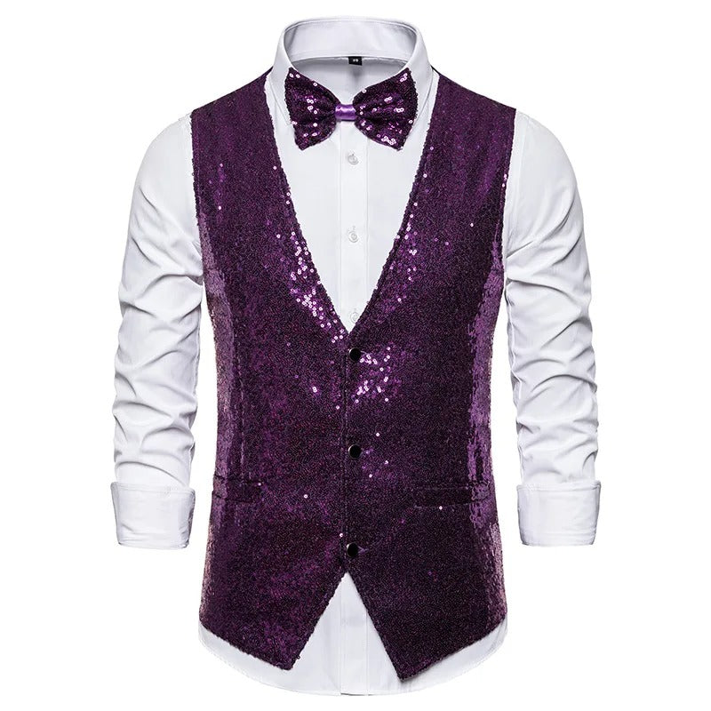 Glitter Vest Men's Party Elegant
