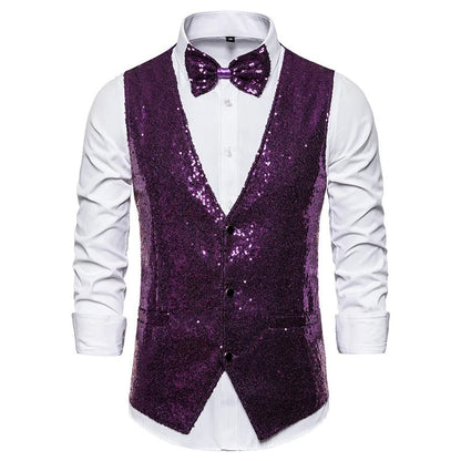 Glitter Vest Men's Party Elegant