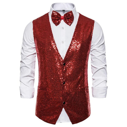 Glitter Vest Men's Party Elegant