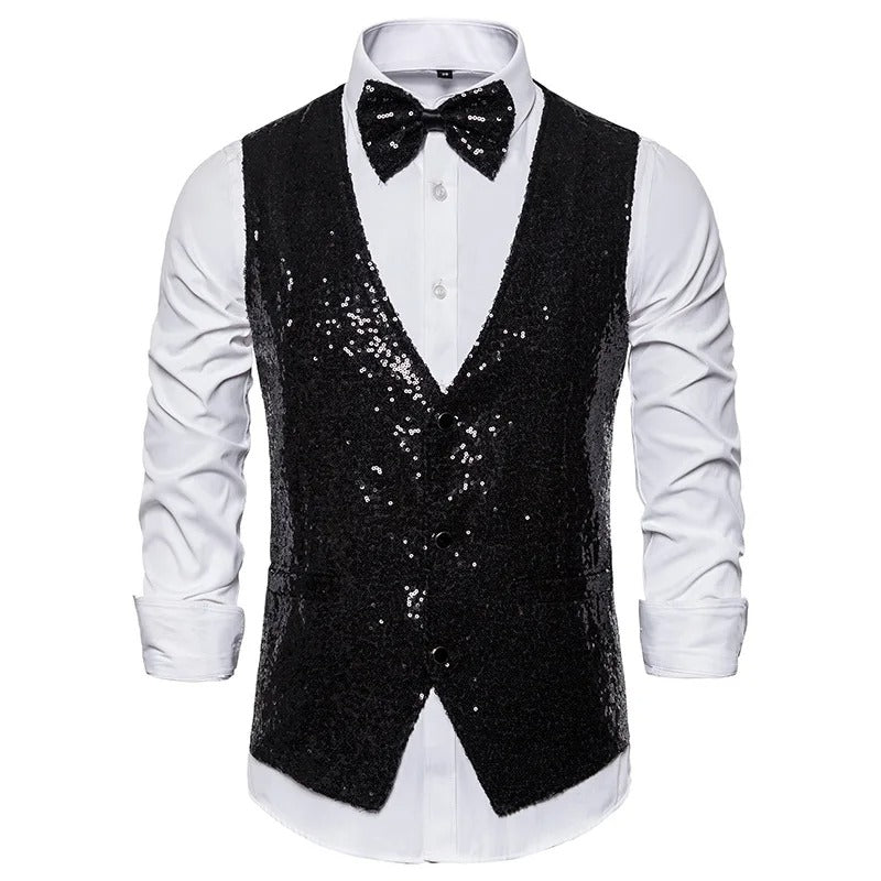 Glitter Vest Men's Party Elegant