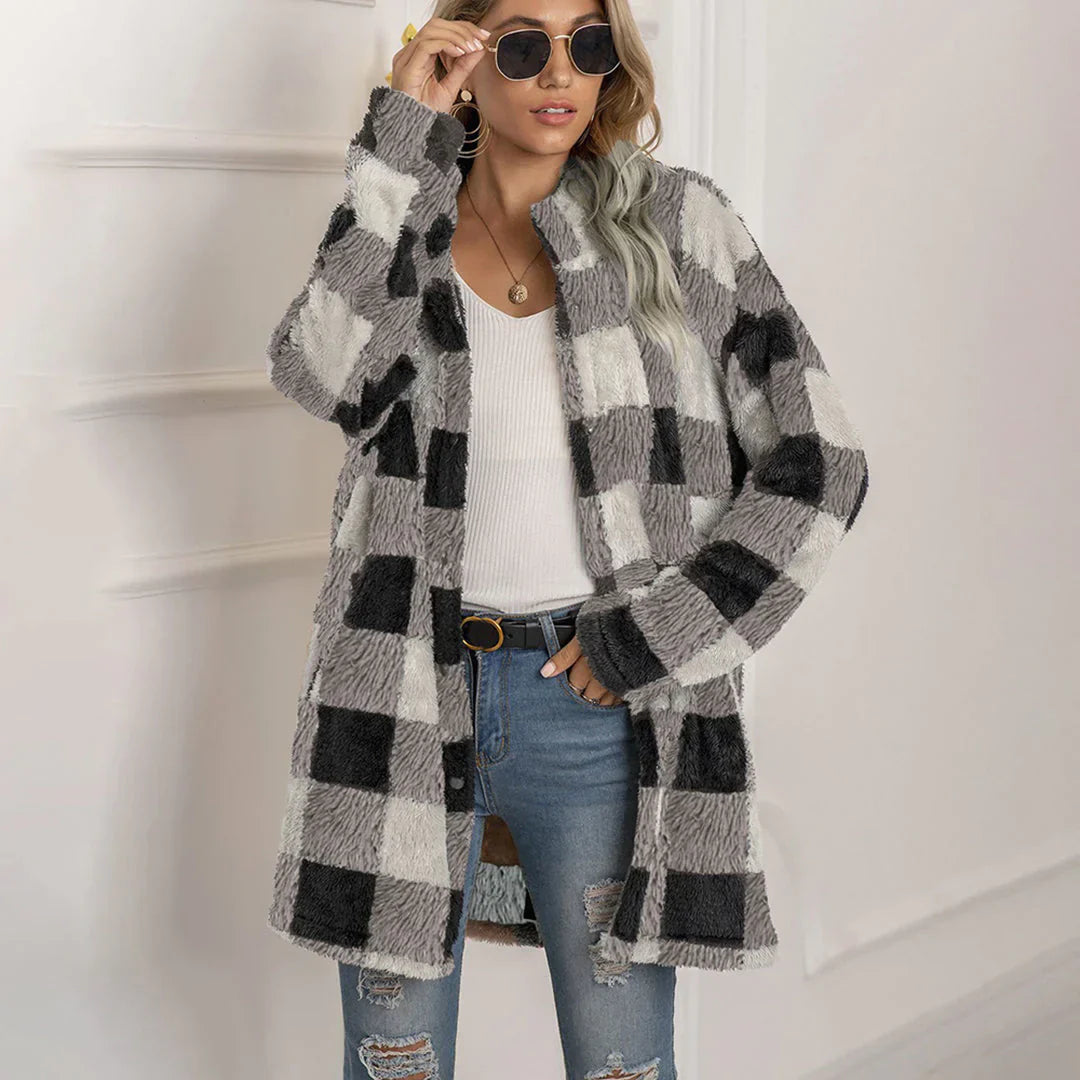Plaid Women's Jacket Comfortable Modern