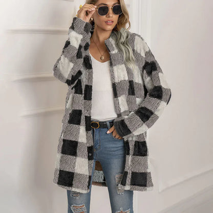Plaid Women's Jacket Comfortable Modern
