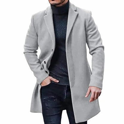 Stylische Damenkleidung | Wollmischung Slim Fit Knielang Reverskragen Elegant Lässig - IdealeKleiden
