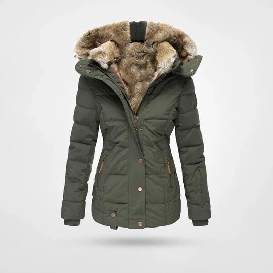 Warm winter jacket with fur collar