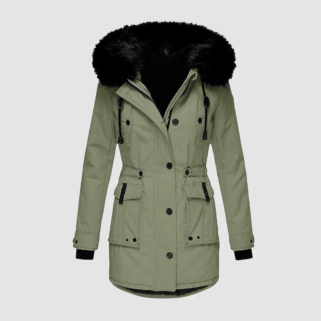 Women's Parka Black Faux Fur Coat Elegant