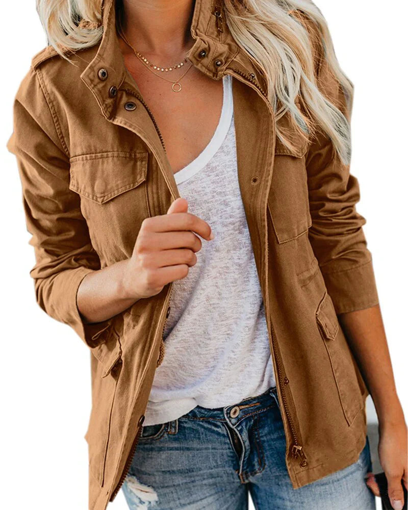 Women's Modern Jacket with Zipper and Pockets