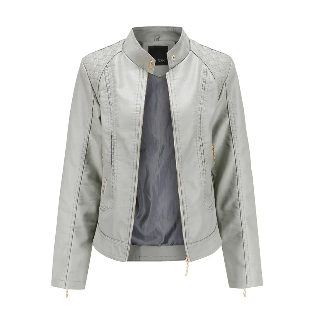 Leather jacket Slim Fit Quilted jacket Shoulder pads