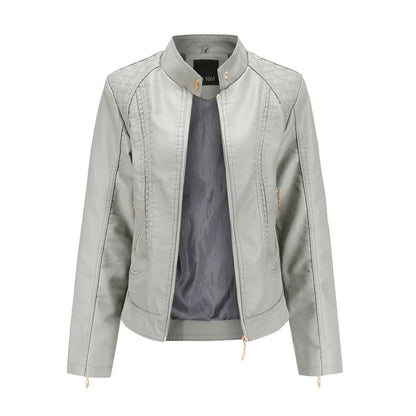Leather jacket Slim Fit Quilted jacket Shoulder pads