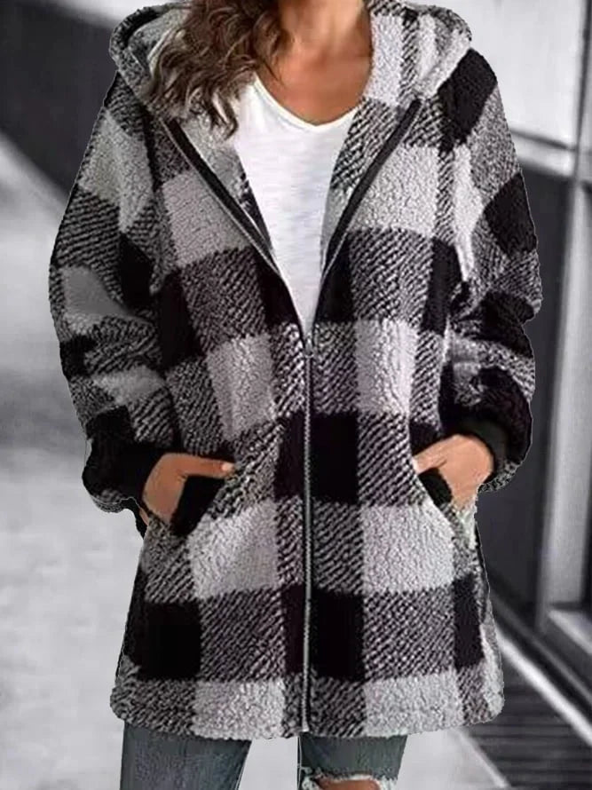 Oversized Plaid Coat Comfortable Loose