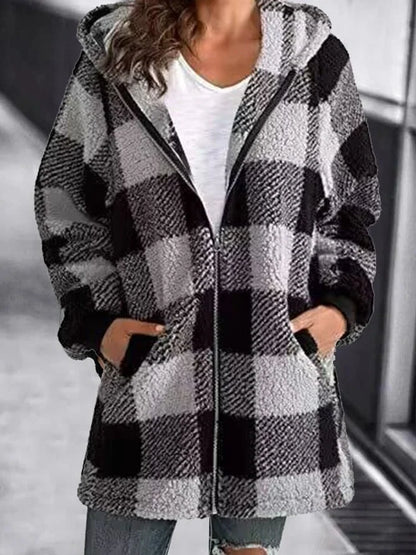 Oversized Plaid Coat Comfortable Loose
