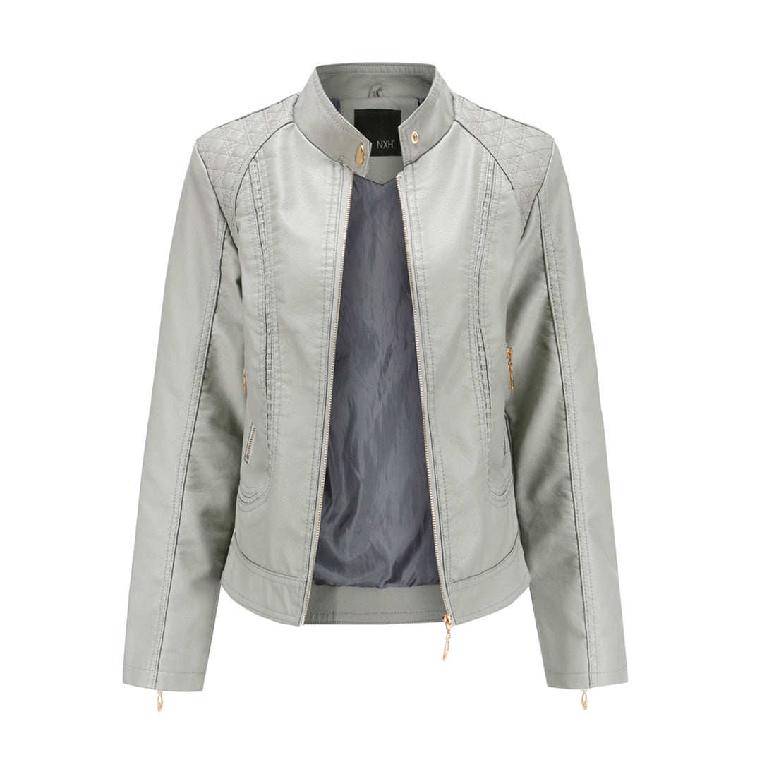 Elegant Women's Black Leather Jacket Leather Protection