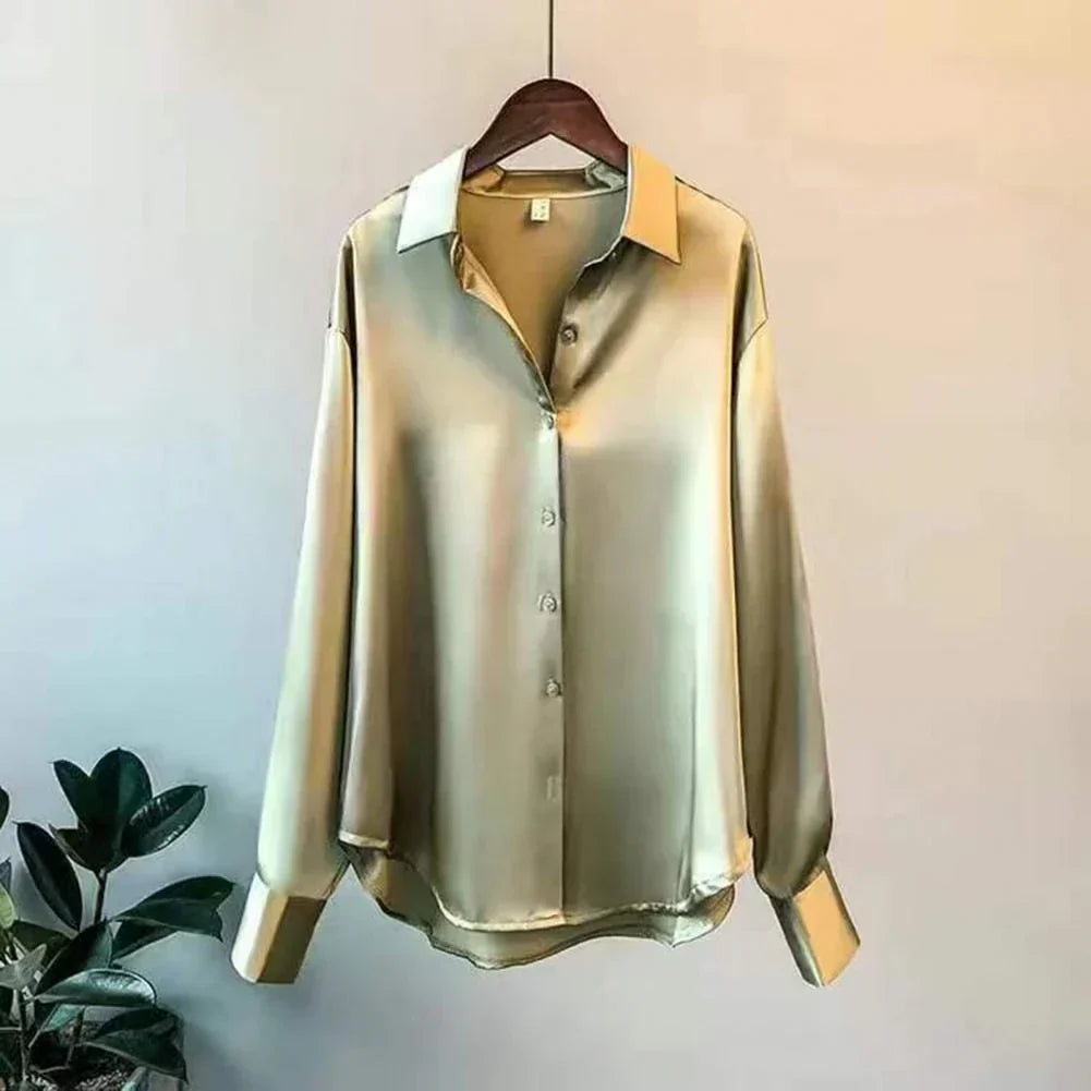 Elegant Women's Silk Blouse with Buttons