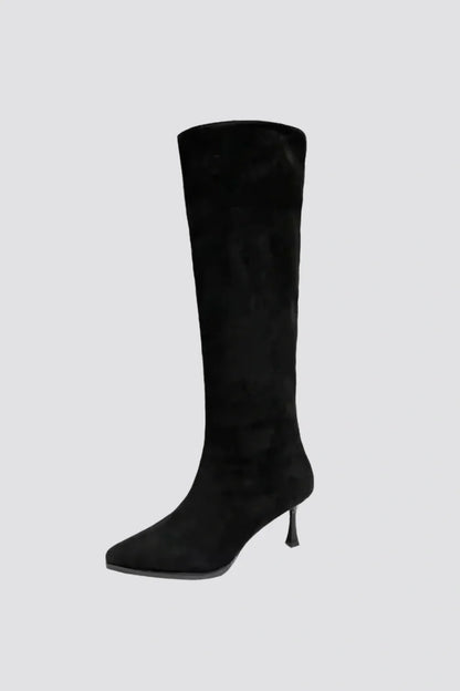Elegant Women's High-Heel Knee-High Boots Black