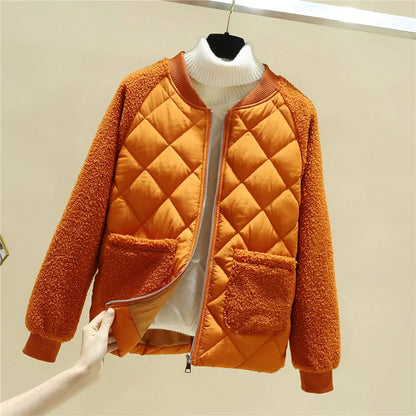 Women's Quilted Jacket Soft Ribbed with Pockets