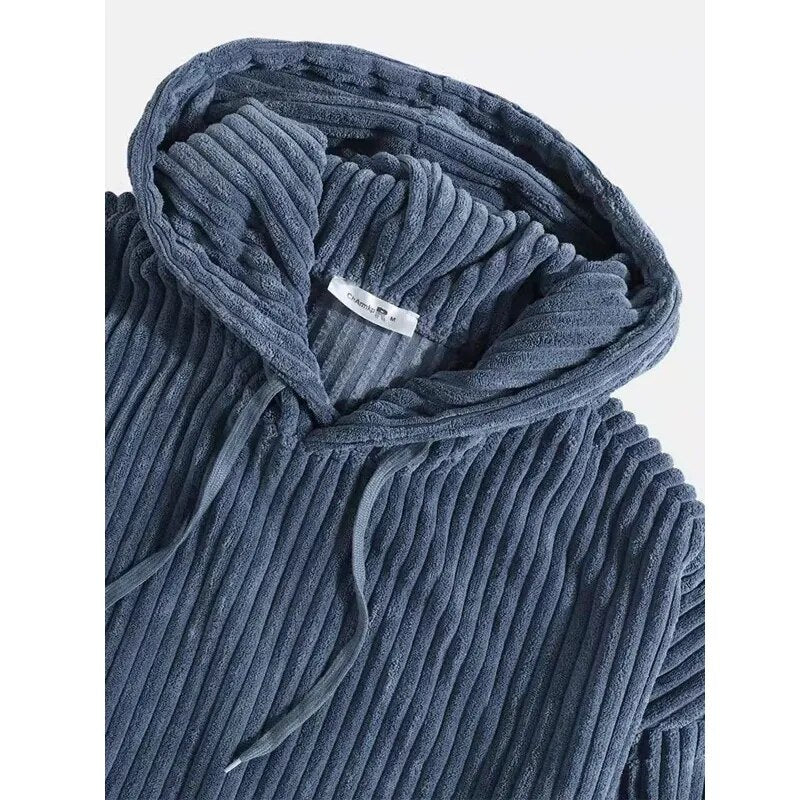 Stylische Herren Cordjacke Kapuze Modern - IdealeKleiden