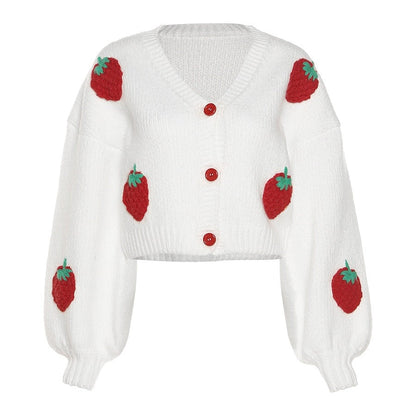 Women's Cardigan Strawberry Pattern