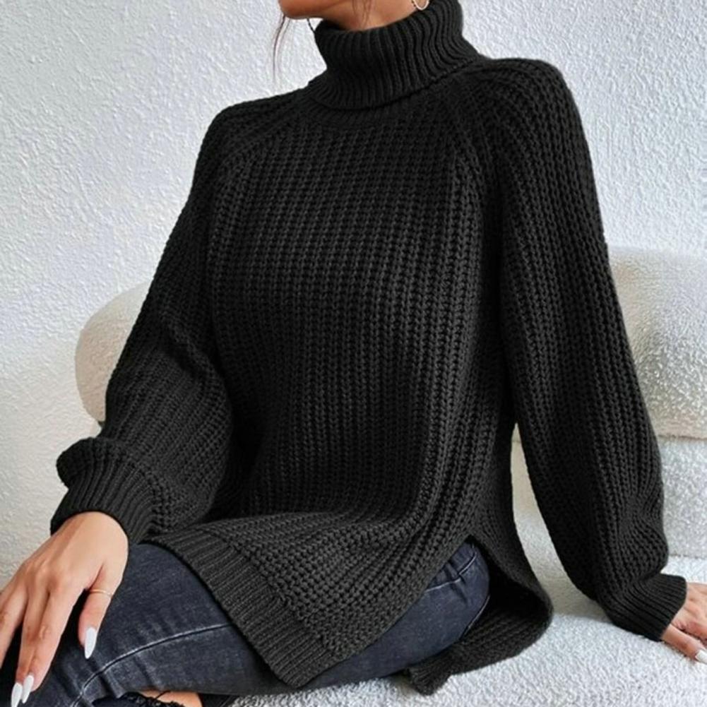 Weiche Oversized Strickpullover Rollkragen Lange Ärmel - IdealeKleiden