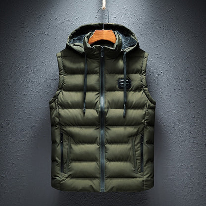 Men's Quilted Vest Hooded Warm