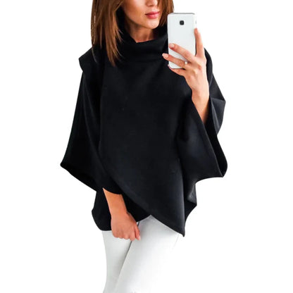 Women's Poncho Sweater Turtleneck Modern