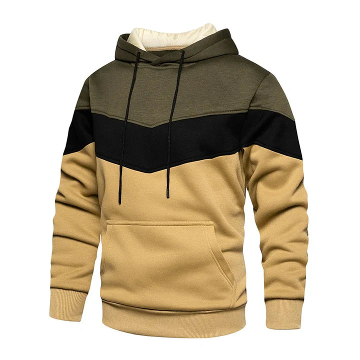 Men's Hooded Sweatshirt with Horizontal Stripes - Modern