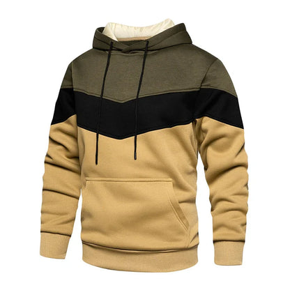 Men's Hooded Sweatshirt with Horizontal Stripes - Modern