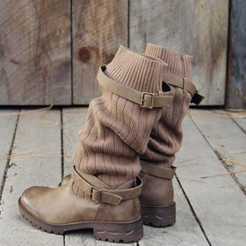 Winter boots wool lining leather look