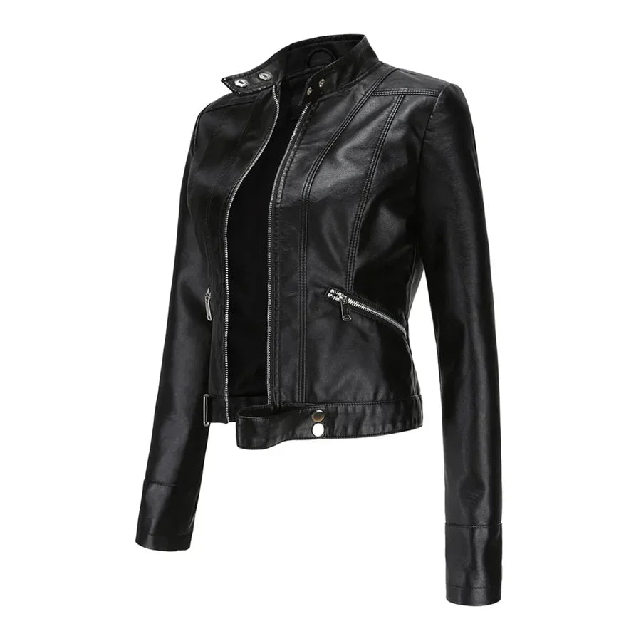 Elegante Damen Jacke Vegan Leder Stil - IdealeKleiden
