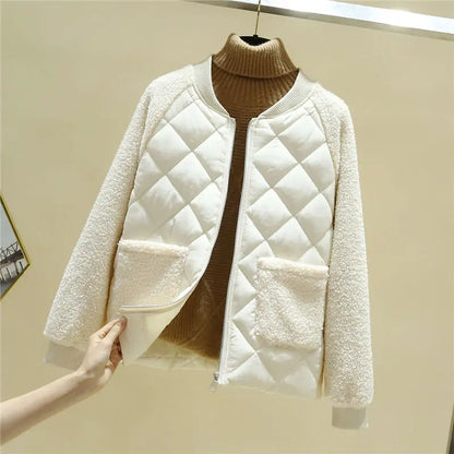 Women's Quilted Jacket Soft Ribbed with Pockets