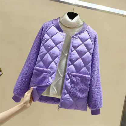 Women's Quilted Jacket Soft Ribbed with Pockets