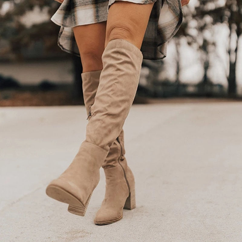 Stylish Suede Knee-High Boots