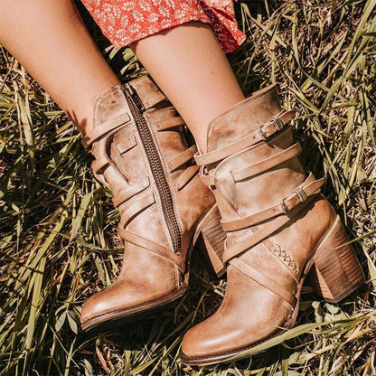 Elegant Women's Leather Winter Boots