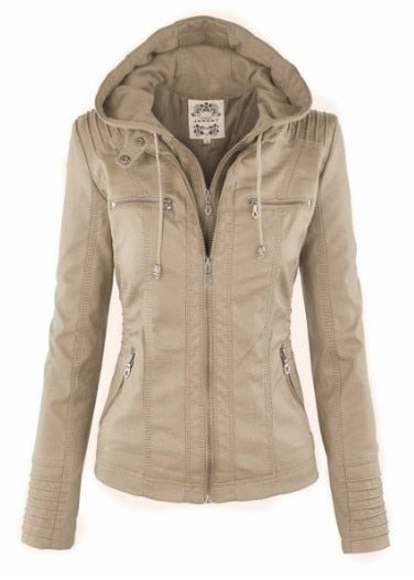 Women's Modern Leather Jacket with Hood