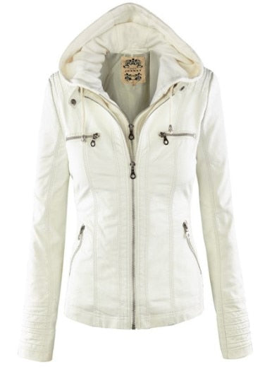 Women's Modern Leather Jacket with Hood